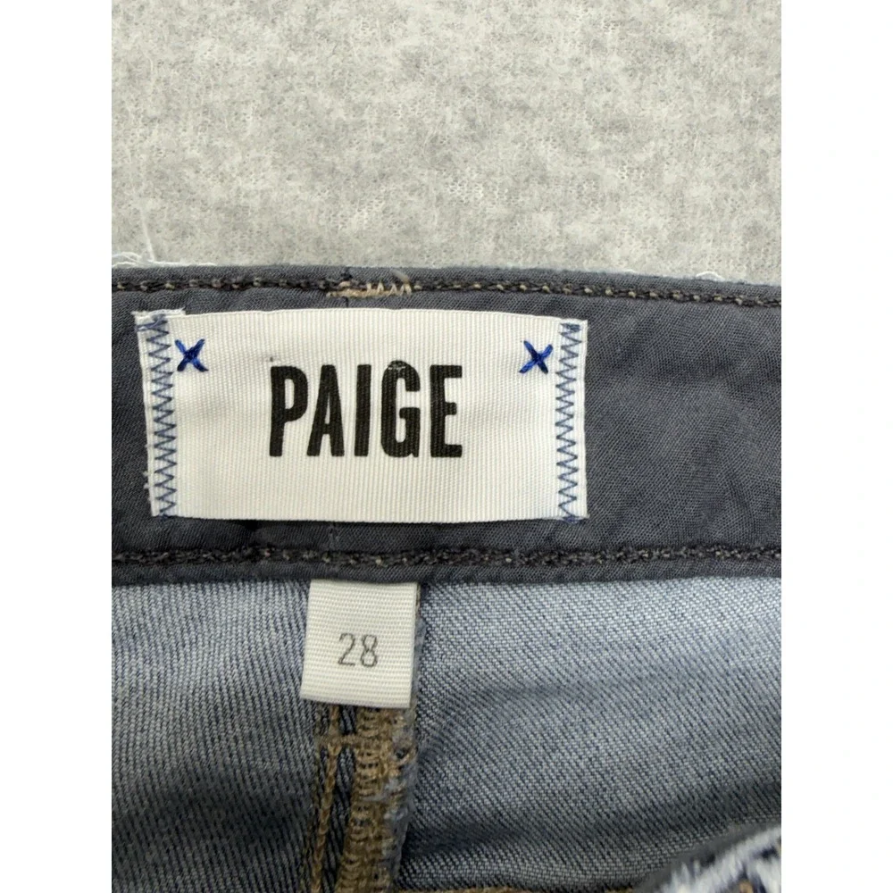 Paige Hoxton Ankle Jeans‎ Womens 28 Blue Medium Wash Raw Hem Distressed Stretch